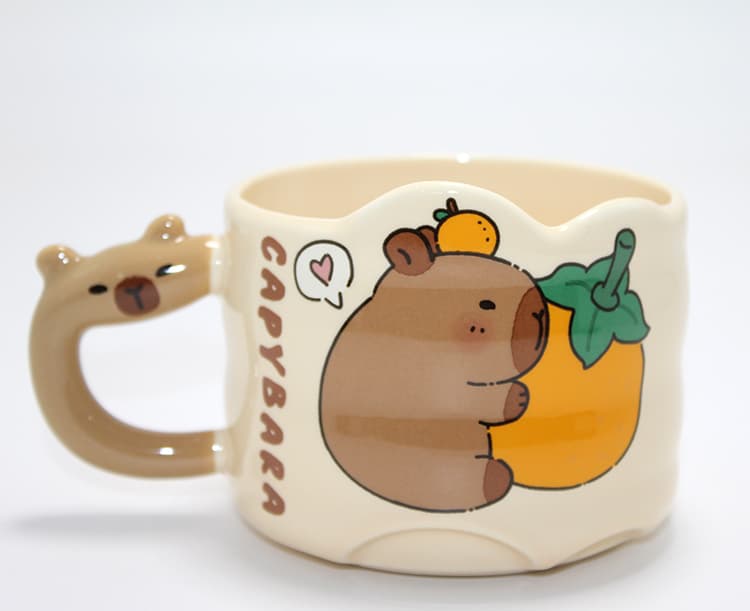 TTT Capybara Figürlü Yayvan Formlu Porselen Kupa Bardak