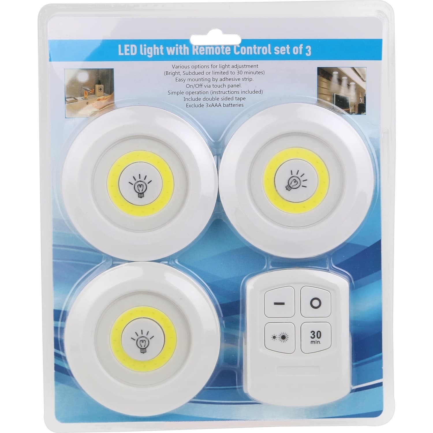 TTT Uzaktan Kumandalı Yapışkanlı 3'lü Led Spot Lamba
