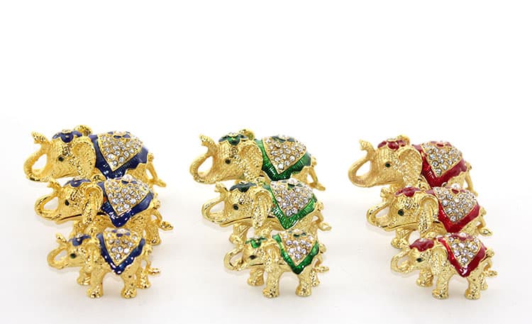 TTT Swarovski Taşlı 3'lü Fil Figürü Model 1