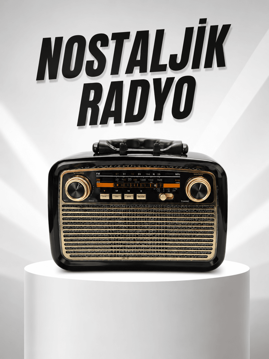 Müzik Kutusu Bluetooth Bağlantılı El Fenerli Nostaljik