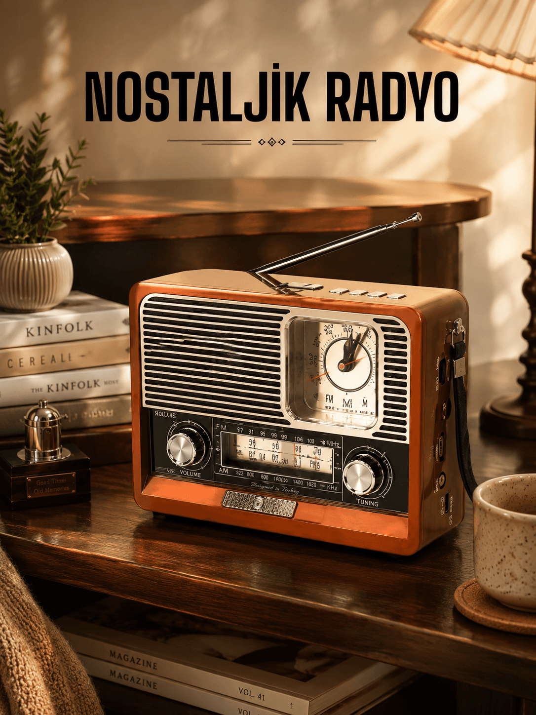 Ahşap Görünümlü Retro Bluetooth Radyo USB,AUX Ve SD