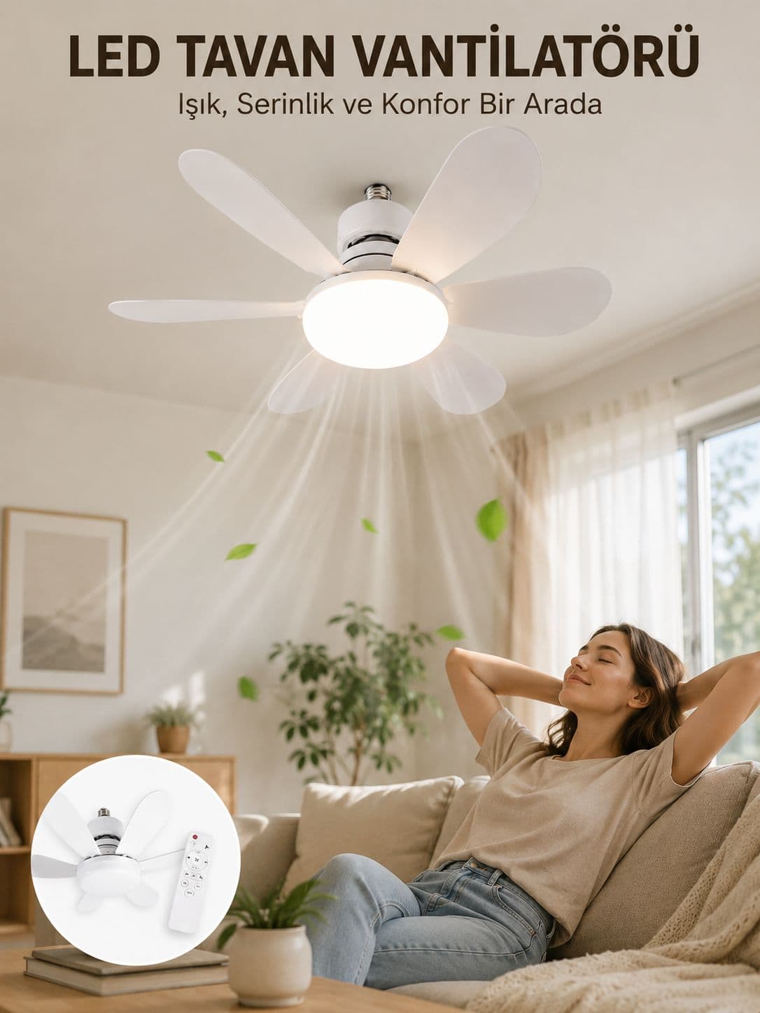 Uzaktan Kumandalı LED Tavan Vantilatörü Yüksek