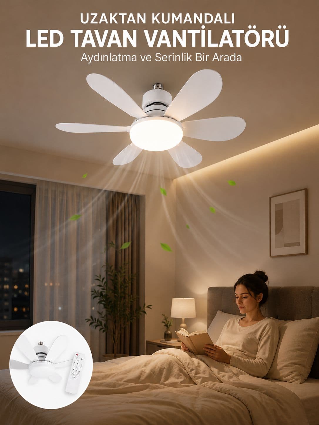 LED Aydınlatmalı Tavan Vantilatörü Güçlü Hava