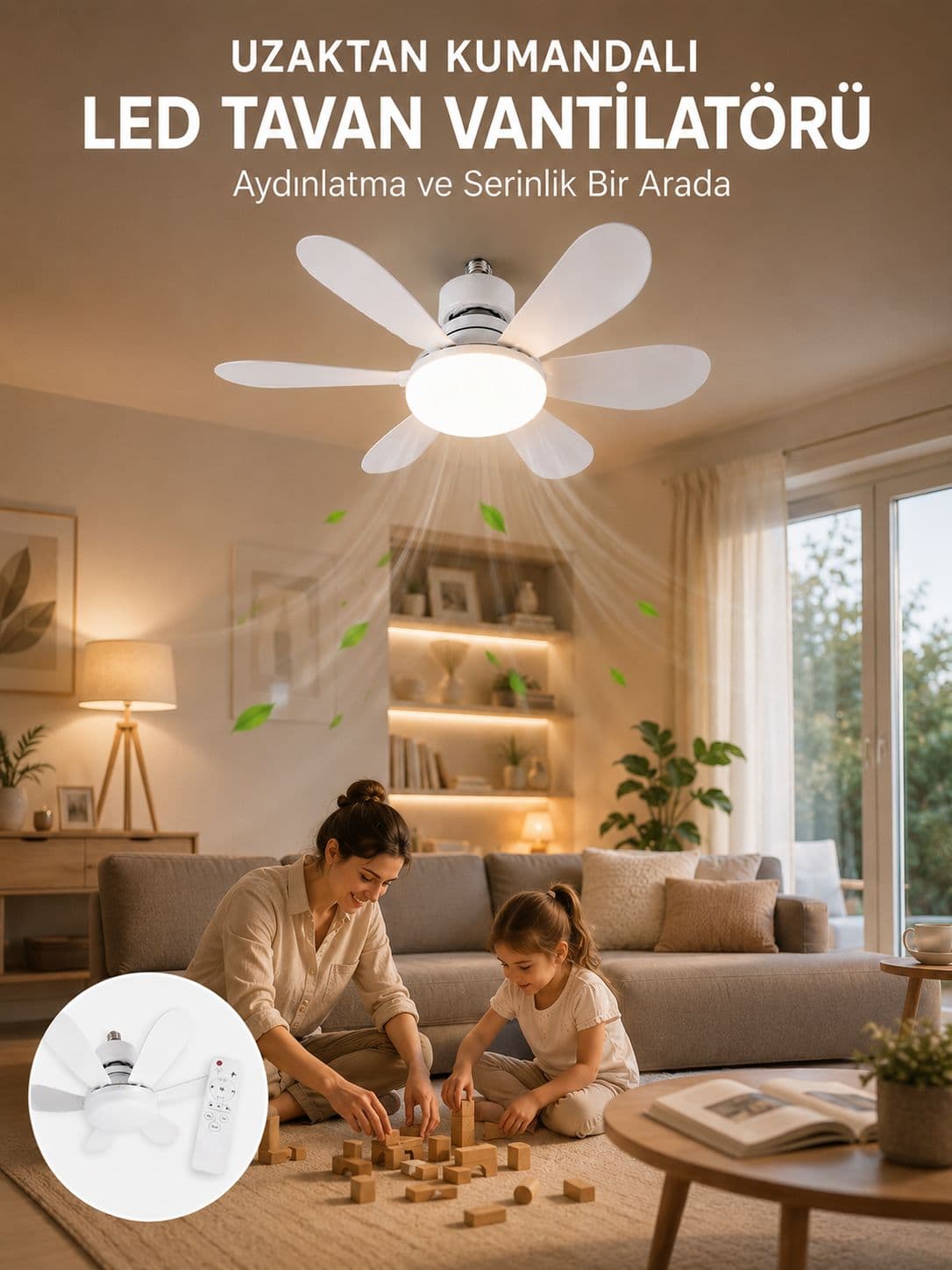 Tavan Vantilatörü Sessiz Motorlu Uzaktan Kumandalı LED