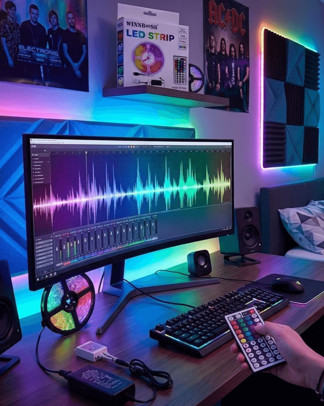 RGB LED Şerit 5 Metre Uzaktan Kumandalı Ortam