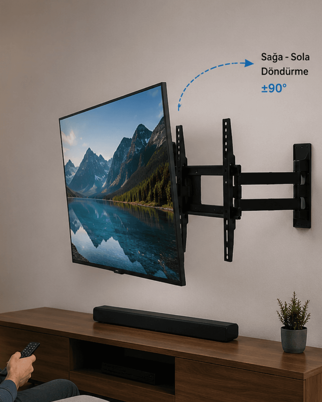LCD LED TV Duvar Aparatı Çift Kollu Hareketli Askı