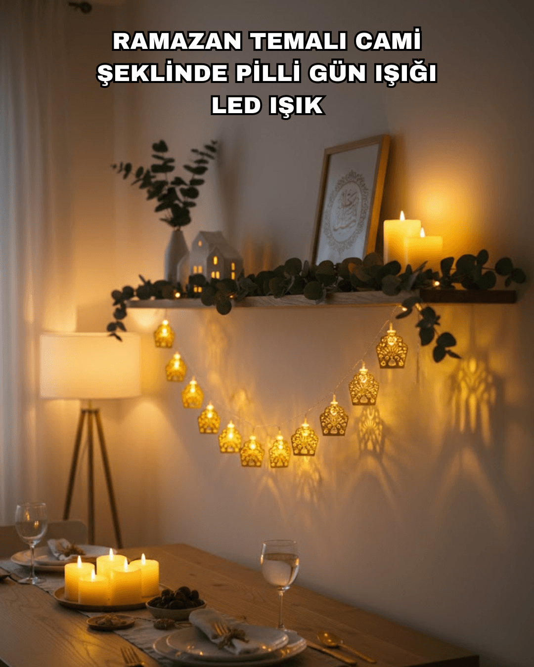 Ramazan Bayram Süslemesi İçin LED Işık Cami Figürlü