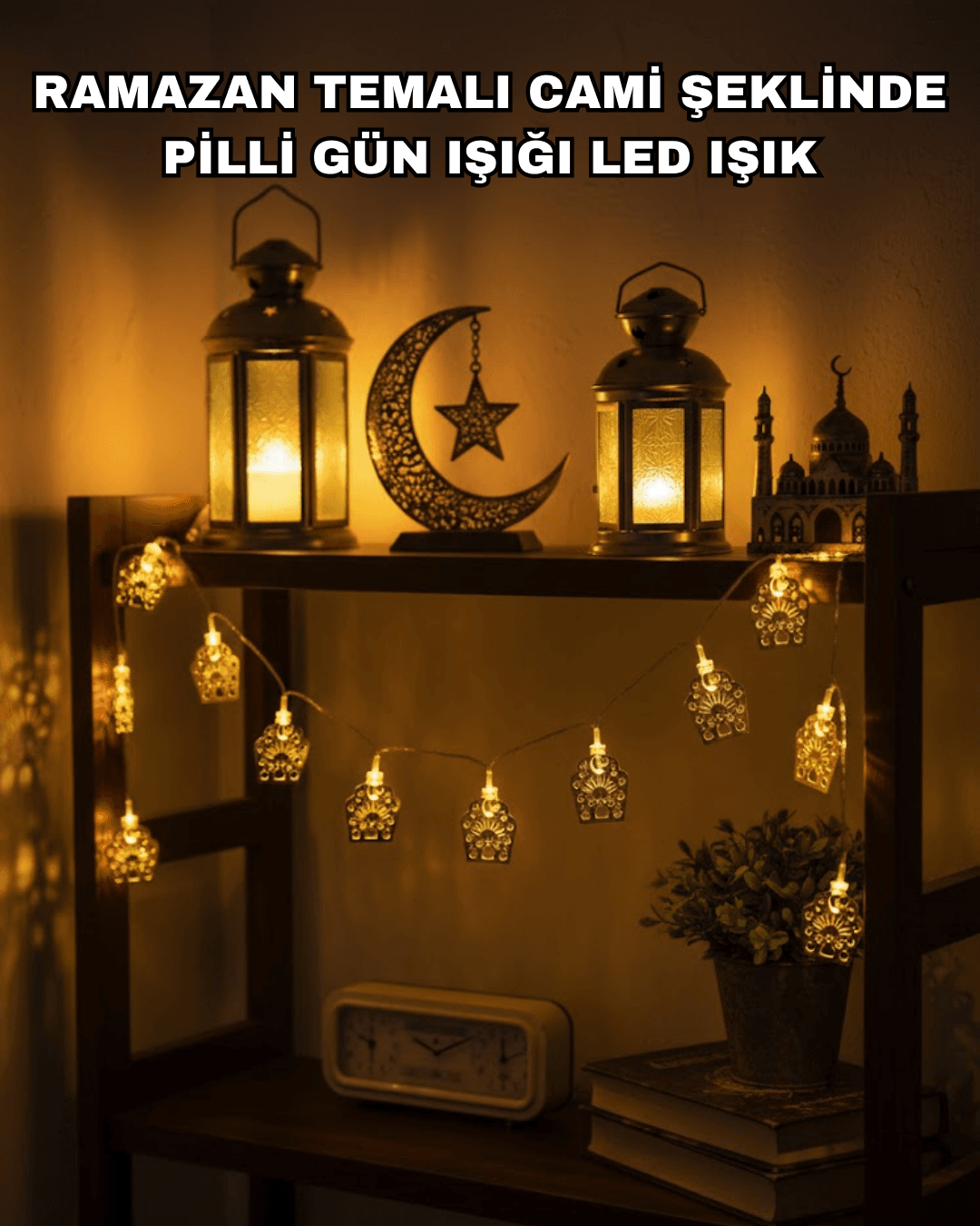 Ramazan ve Bayram Dekoratif LED Işık Cami Figürlü Sıcak