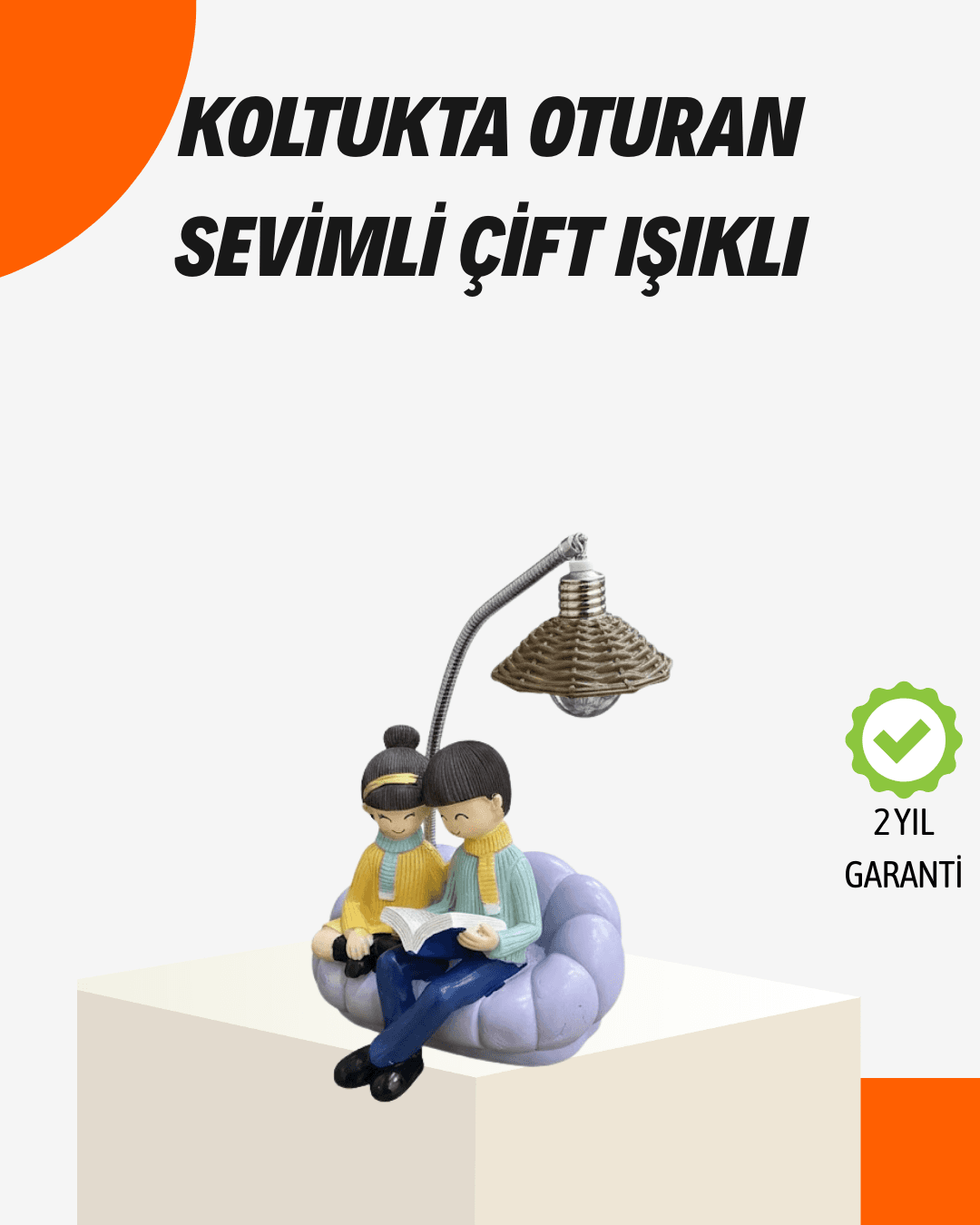 Sevgiliye Özel Çift Figürlü LED Masa Lambası Okuyan