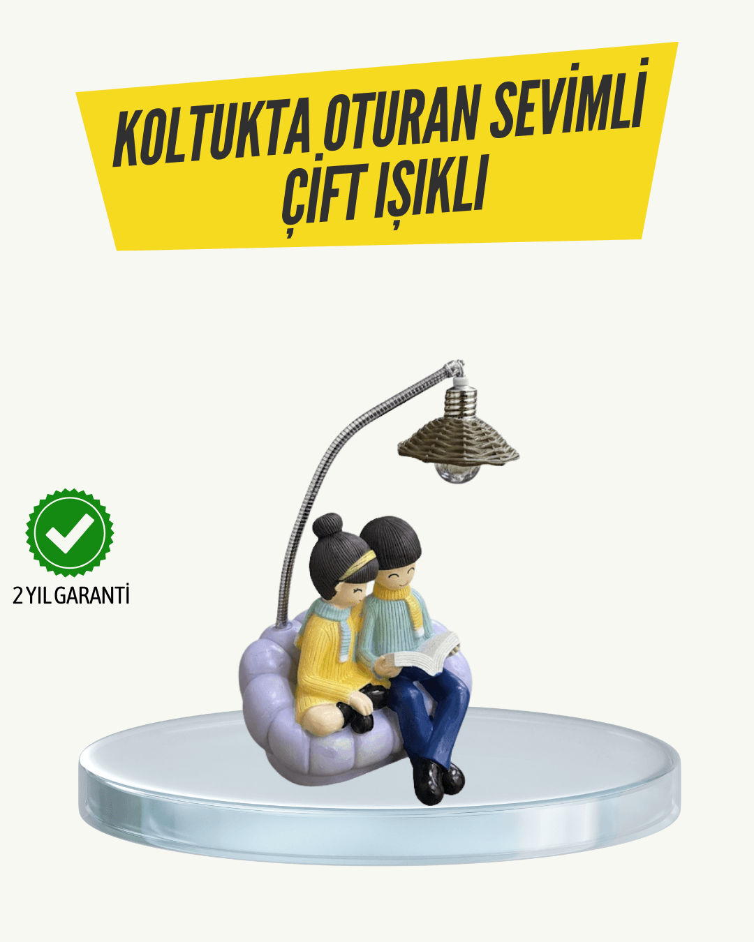 Okuyan Çift Figürlü Dekoratif Gece Lambası Hediye
