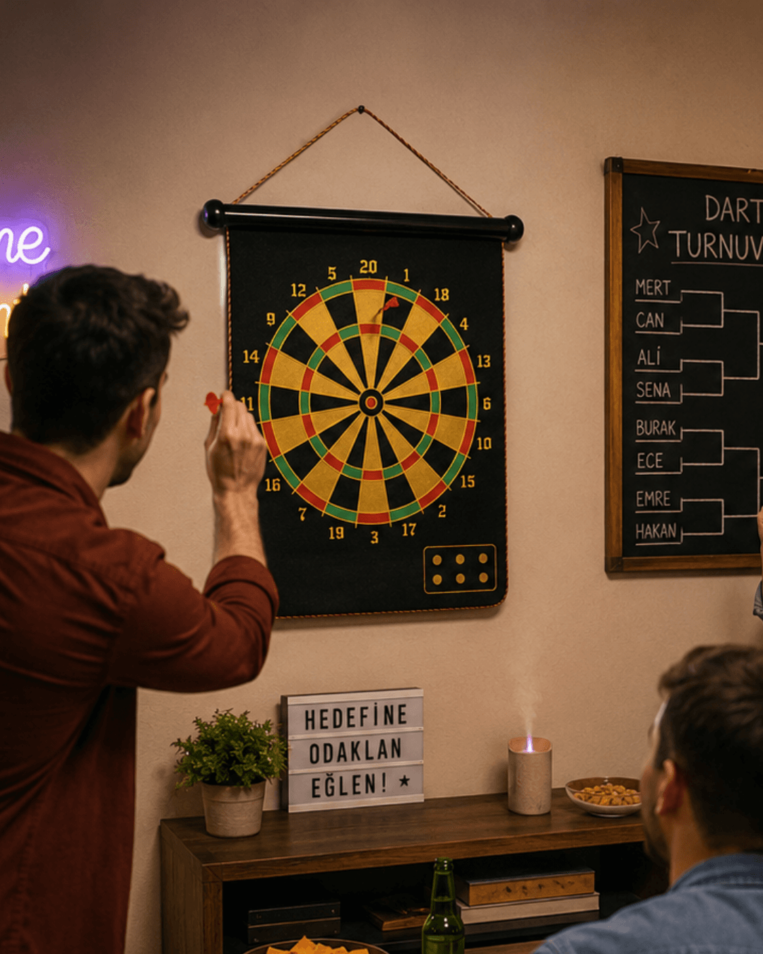 Manyetik Dart Oyunu Katlanabilir Güvenli Dart Seti 6 Ok