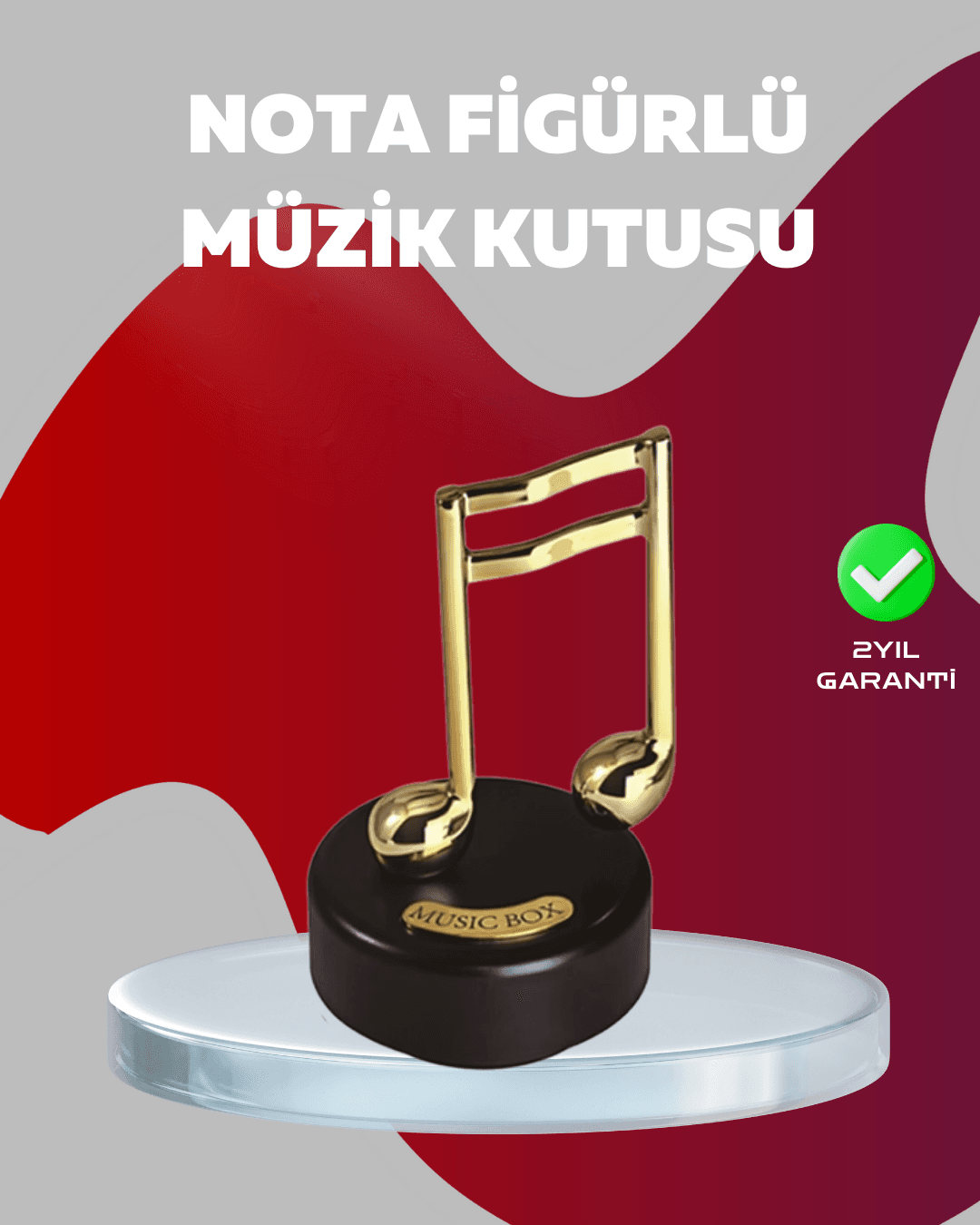 Altın Nota Figürlü Dönen Müzik Kutusu Dekoratif Music