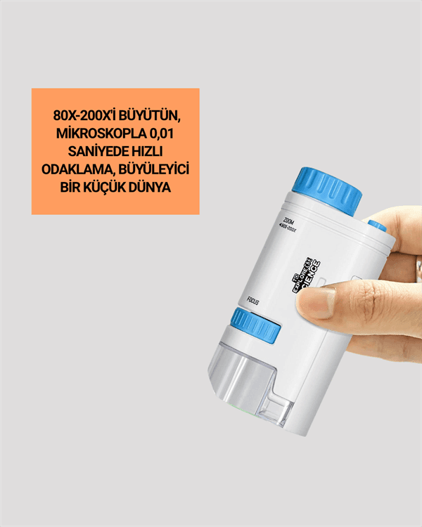 PMMA Optik Lensli Kompakt Taşınabilir Mikroskop