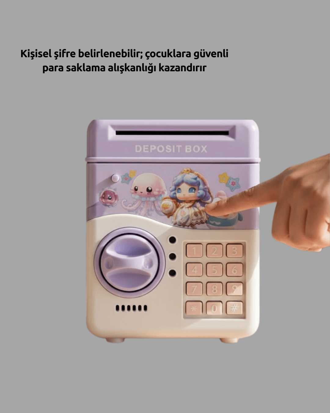 Işıklı Sesli Şifreli Otomatik Para Çeken Kumbara Mor