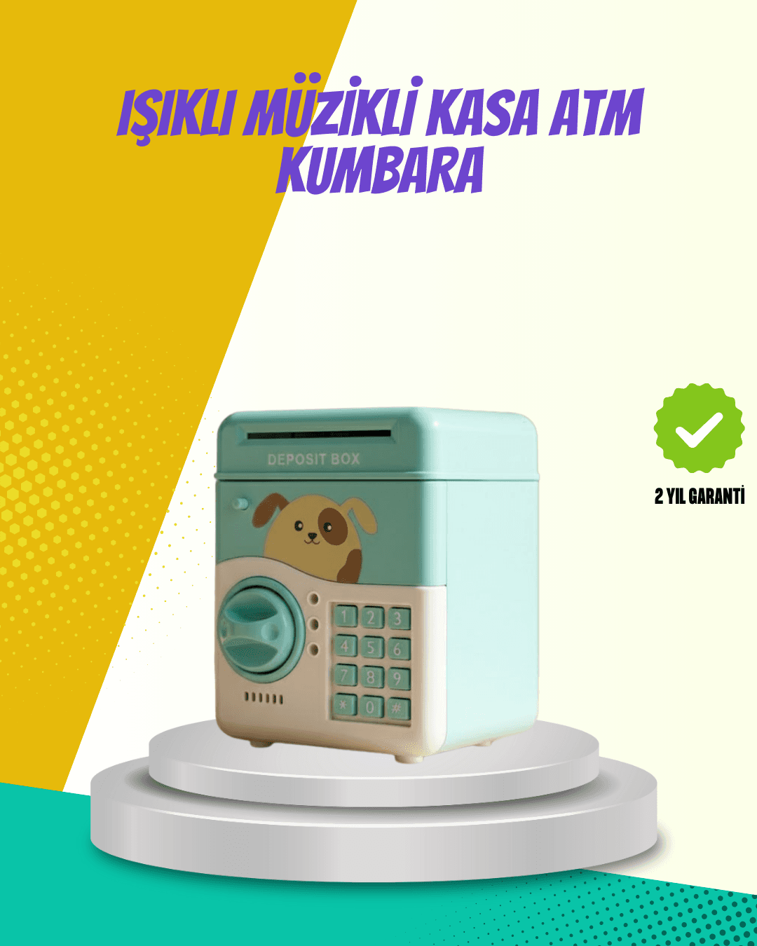 ATM Görünümlü Su Yeşili Otomatik Para Çeken Şifreli