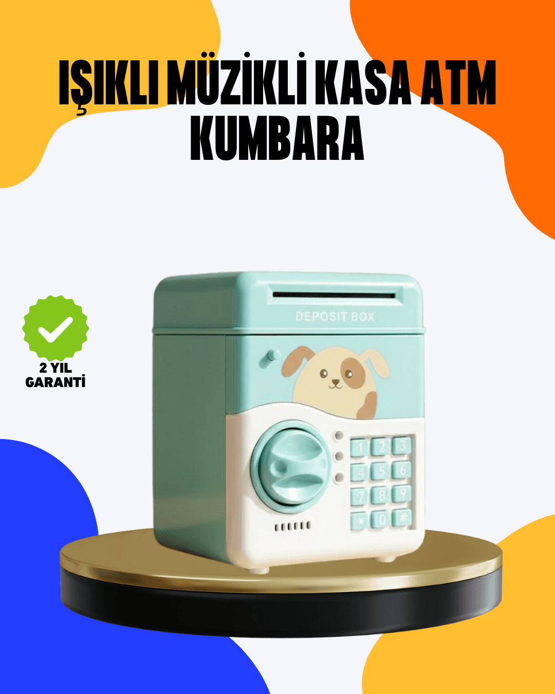 Çocuklar İçin Su Yeşili ATM Kasa Tasarımlı Şifreli