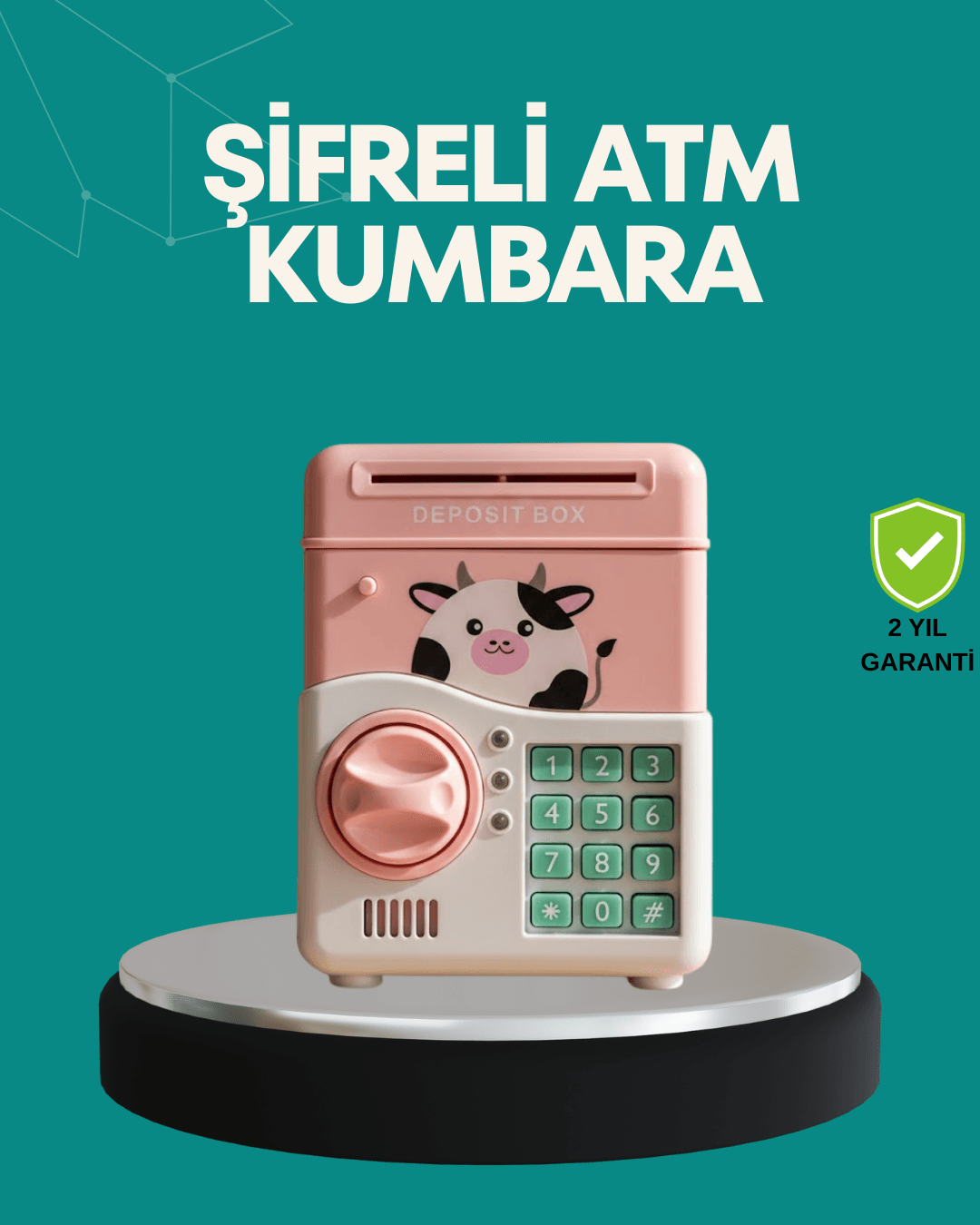 Pembe ATM Kasa Görünümlü Elektronik Şifreli Çocuk