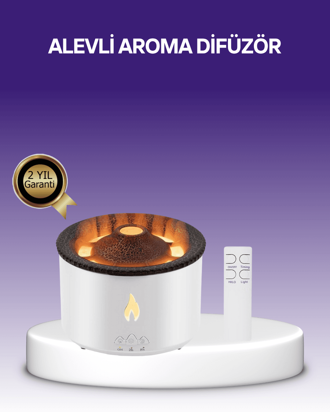 Alev Efektli Hava Nemlendirici – Uzaktan Kumandalı ve 8