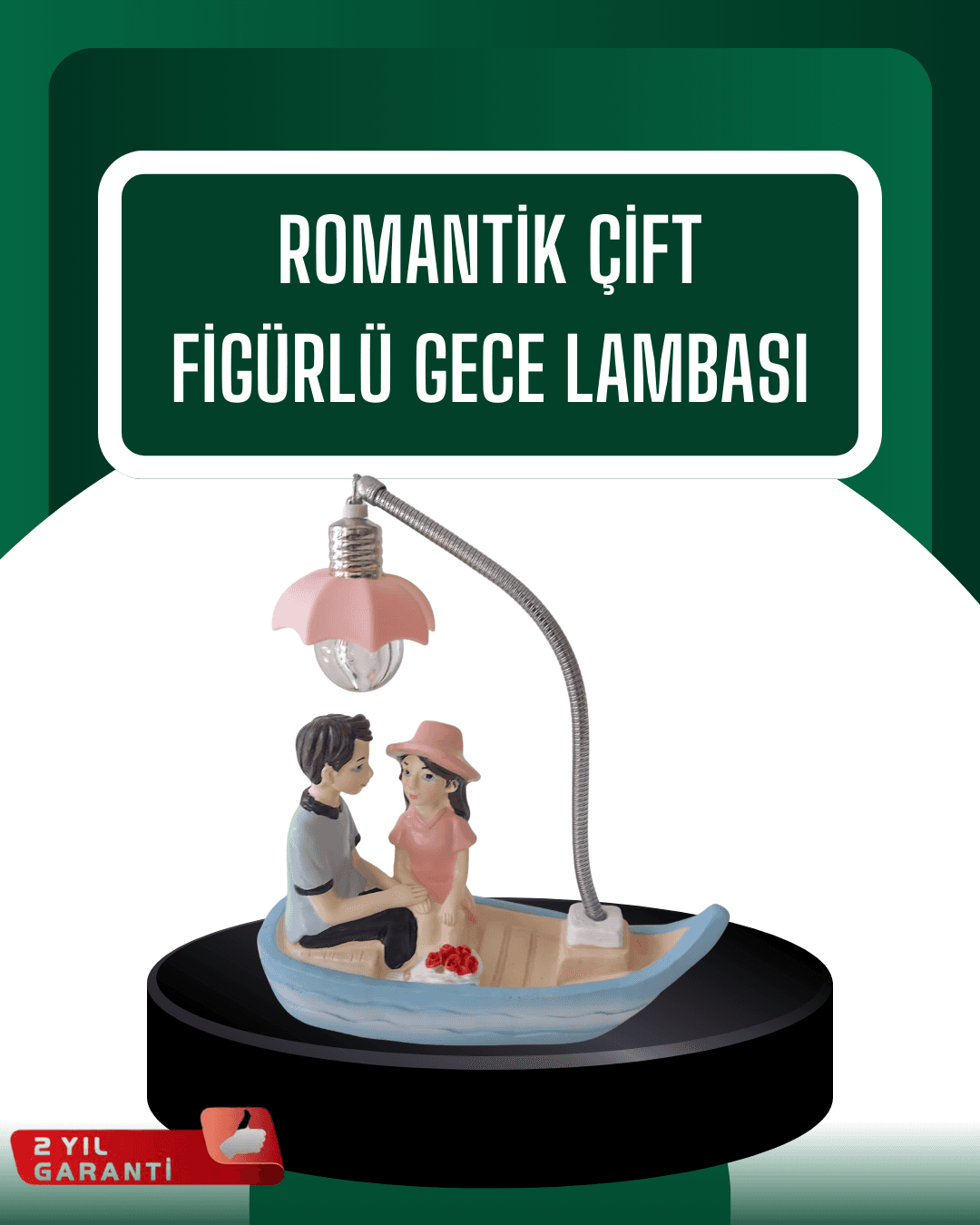 El Ele Tutuşan Çift Figürlü Dekoratif Gece Lambası