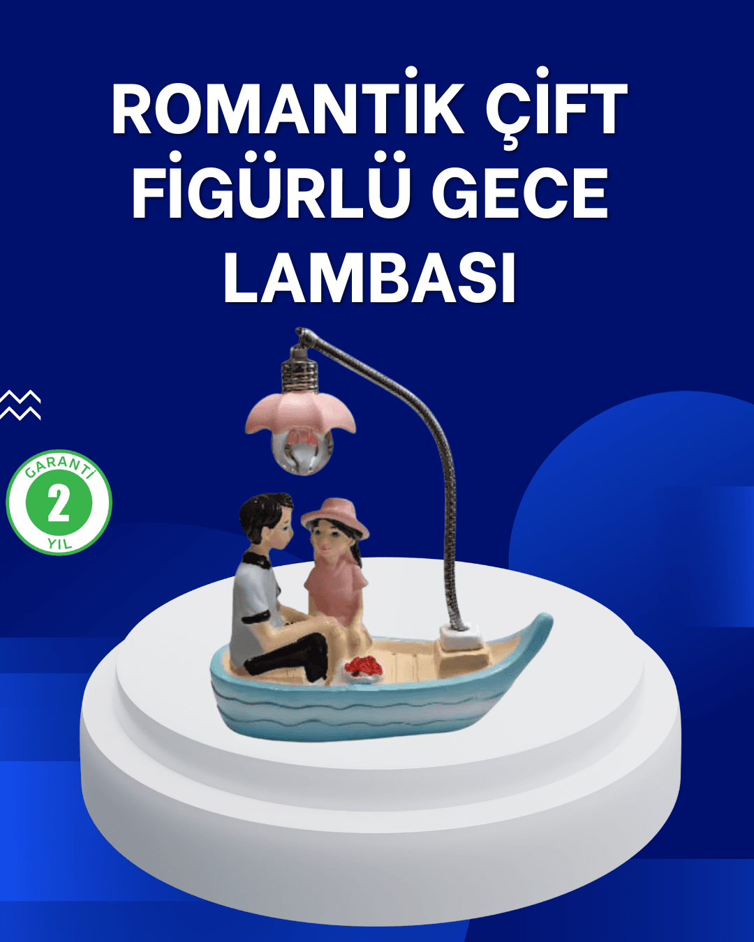 Romantik Sandal Üzerinde Çift Figürü LED Gece Lambası
