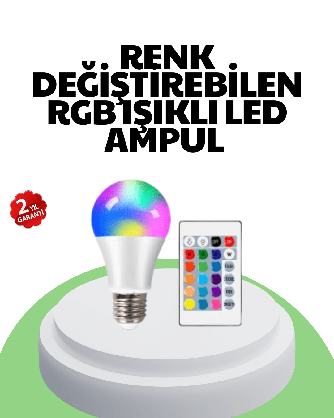 RGB LED Ampul Uzaktan Kumandalı Renkli Işık A Kalite