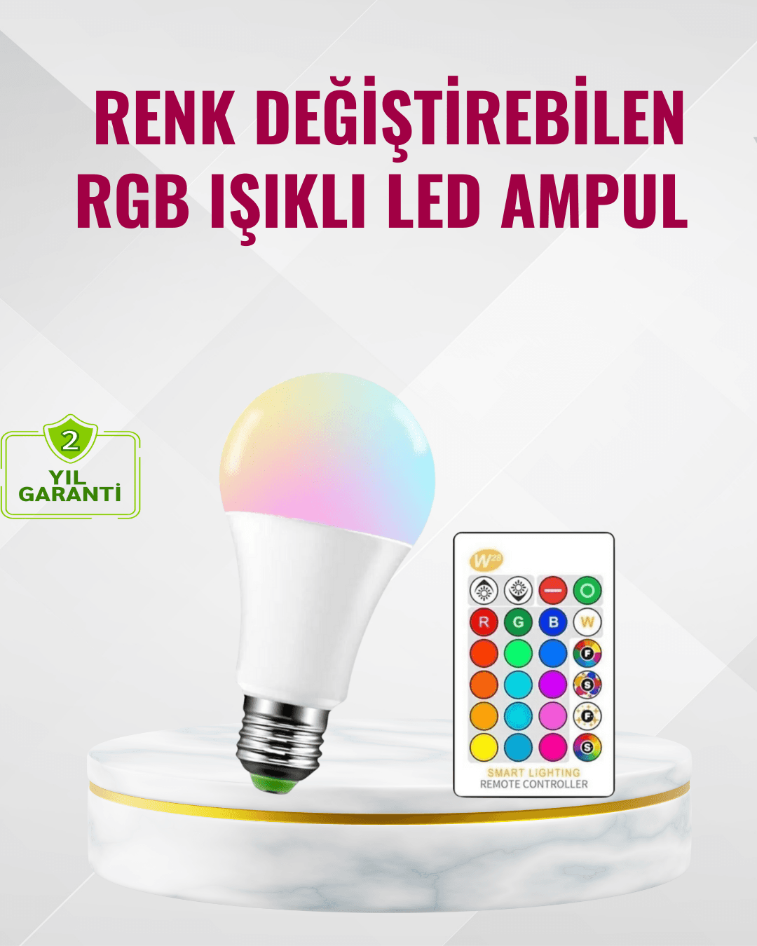 RGB Uzaktan Kumandalı LED Ampul 16 Renk Dekoratif