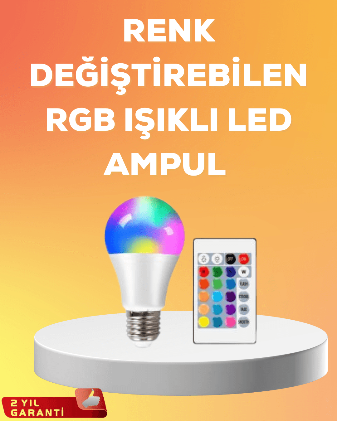 RGB Uzaktan Kumandalı LED Ampul 16 Renk A Kalite 2025