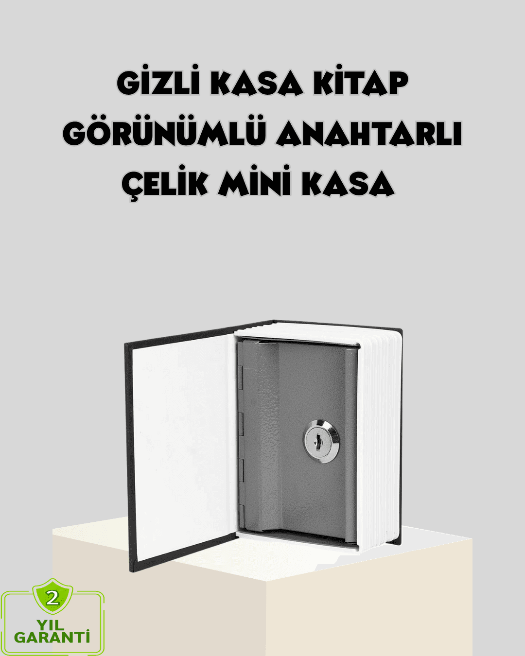 Sözlük Görünümlü Gizli Kitap Kasa – Anahtarlı Metal İç