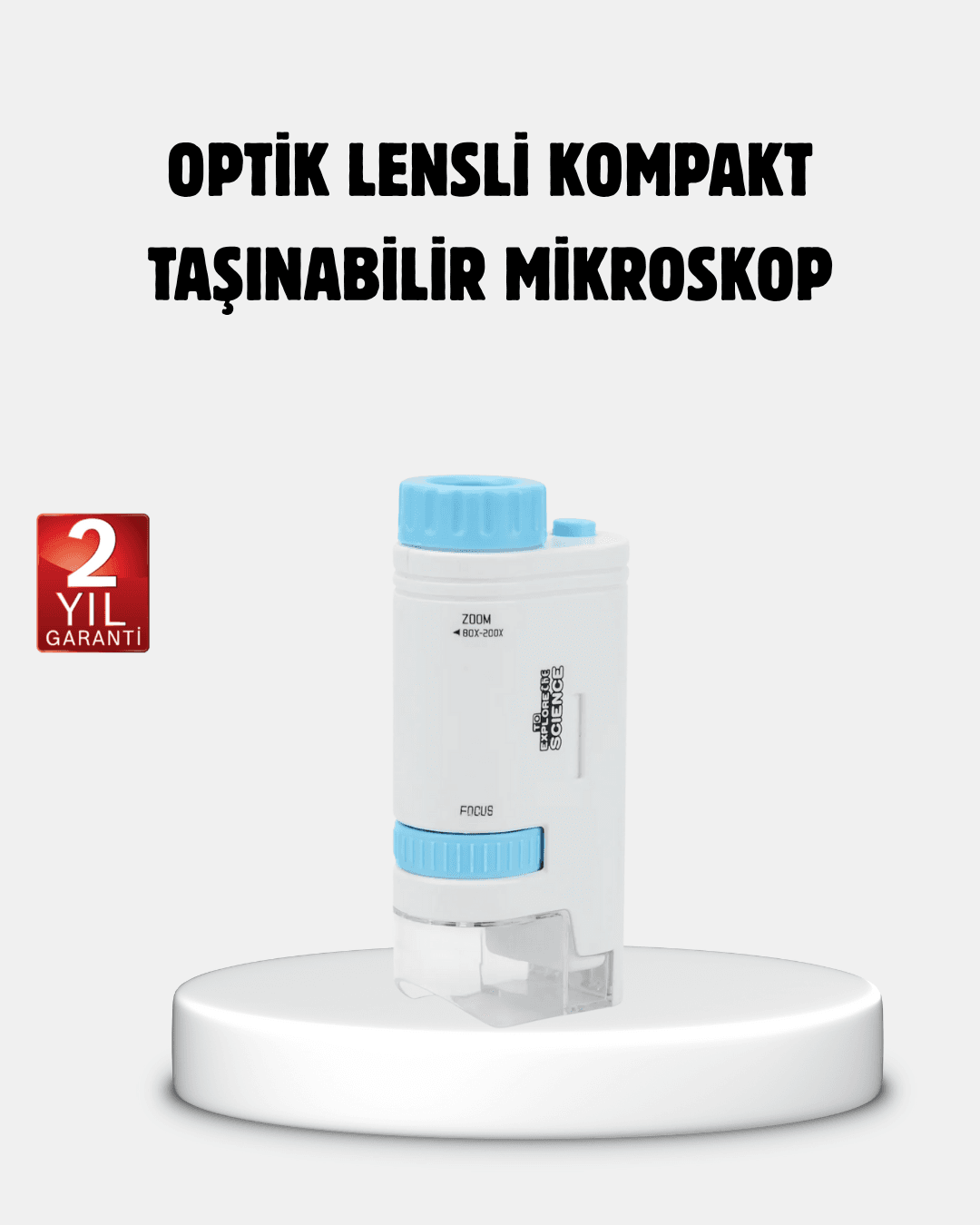 Taşınabilir Eğitim Mikroskobu – LED Işıklı ve Darbeye