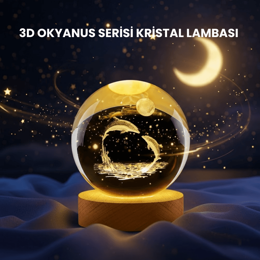 Yunus Figürlü LED Kristal Küre Ahşap Standlı Dekoratif