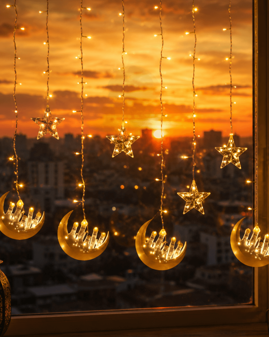 Ramazan Temalı LED Işık Hilal ve Yıldız Figürlü Dekor
